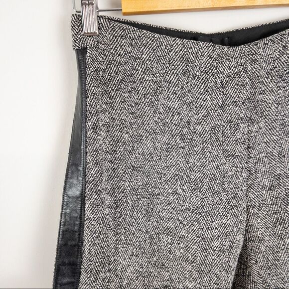 𝅺Bebe Womens Black Herringbone Tweed Trouser Size 4 Y2K Wool Silk Mid Rise - Picture 3 of 9